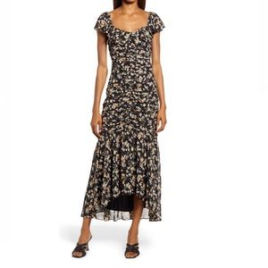 FLORET STUDIOS Floral Ruched Midi Dress in Size S